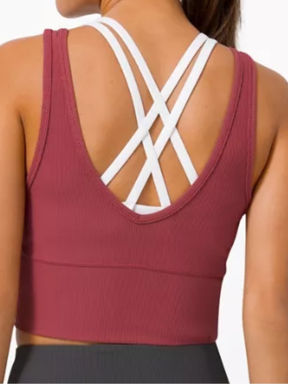 Lululemon Power Pivot Ribbed Tank Top Reversible Cropped Spiced Chai Sz 4